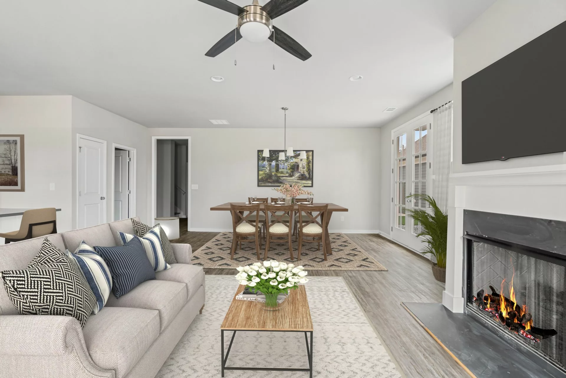 Living Room with View to Dining Room | Heatherwood at Harmony Auburn GA